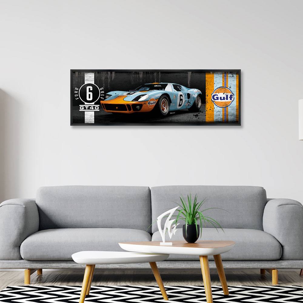 cadre_rubix_pano_gt40_gulf_voiture_sport_bleus_oranges_6_objet_decoratif_le_mans cadre rubix Pano GT40 Gulf