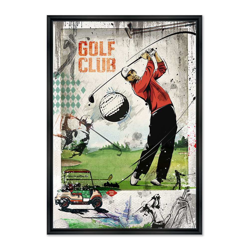 tableau_golf_club_rubix_homme_golfeur_car_voiture_sport_decoration_chambre_adolescent_bruxelles Tableau Golf Club Rubix