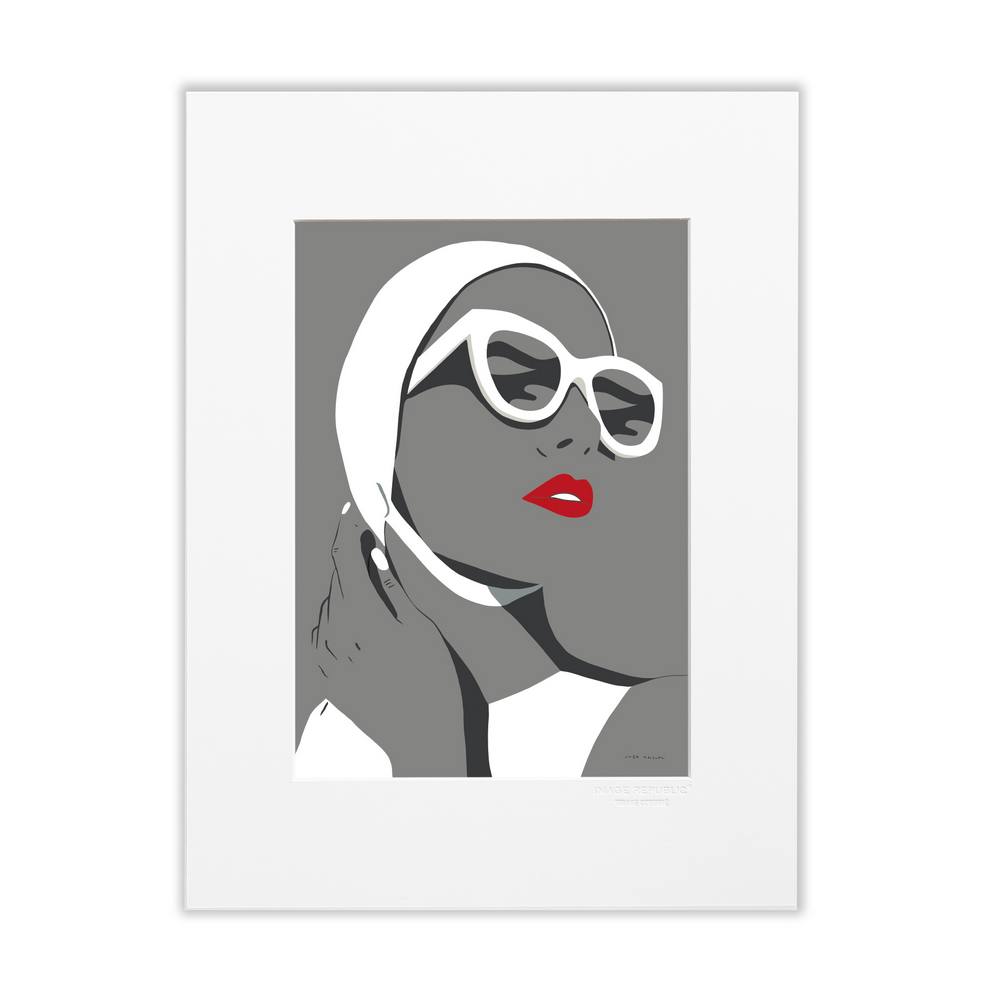 reproduction_zaza_minssen_femme_gris_blanc_levre_rouge_bonnet_de_bain_image_republique_sainte_marine_30x40_cm_01ZAZA05 Reproduction Zaza Minssen Femme Gris Blanc