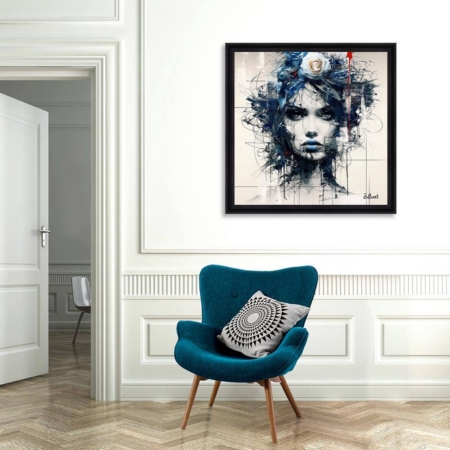 cadre sylvain binet Femme Fleur Bleue