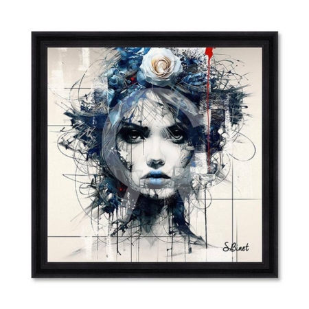 Tableau Sylvain Binet Femme Fleur Bleue