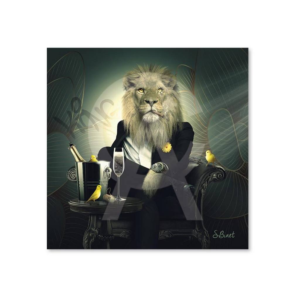 alu_dibond_binet_lion_chesterfield_petit_format_champagne_costume_pas_cher_deco_interieur_maison Alu Dibond Binet Lion Chesterfield