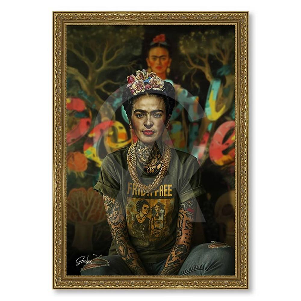 cadre_frida_free_alexandre_granger_fille_tatouee_peintre_decoration_contemporaine_toulon cadre Frida Free alexandre granger