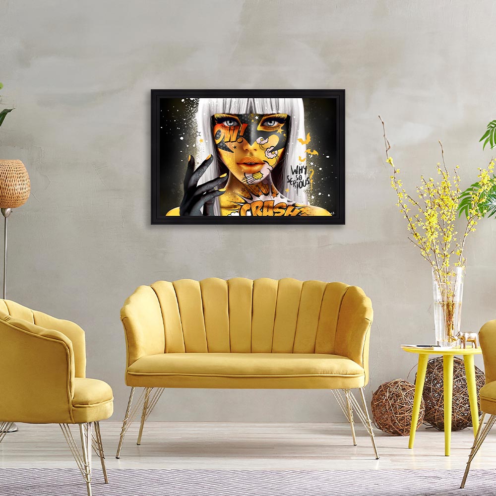 cadre_sarah_b_bat_yellow_why_so_serious_fille_maquillage_jaune_noir_deco_adolescent_clermont_ferrand cadre sarah b Bat Yellow