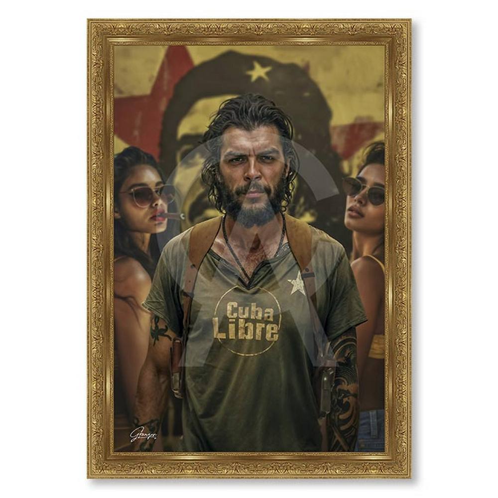 tableau_alexandre_granger_el_che_guevara_encadrement_dore_deco_murale_poitiers tableau alexandre granger El Che