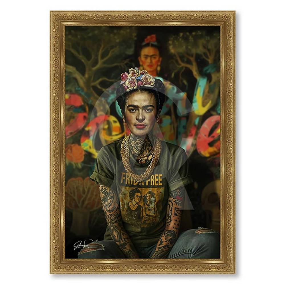 tableau_alexandre_granger_frida_free_kahlo_femme_peintre_decoration_salon_tatouage_saint_tropez tableau alexandre granger Frida Free
