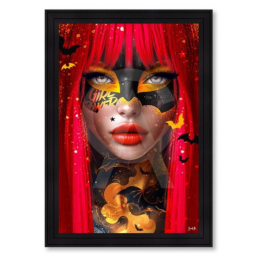 tableau_bat_red_sarah_b_fille_cheveux_rouge_chauve_souris_decoration_chambre_adolescente_perpignan tableau Bat Red sarah b