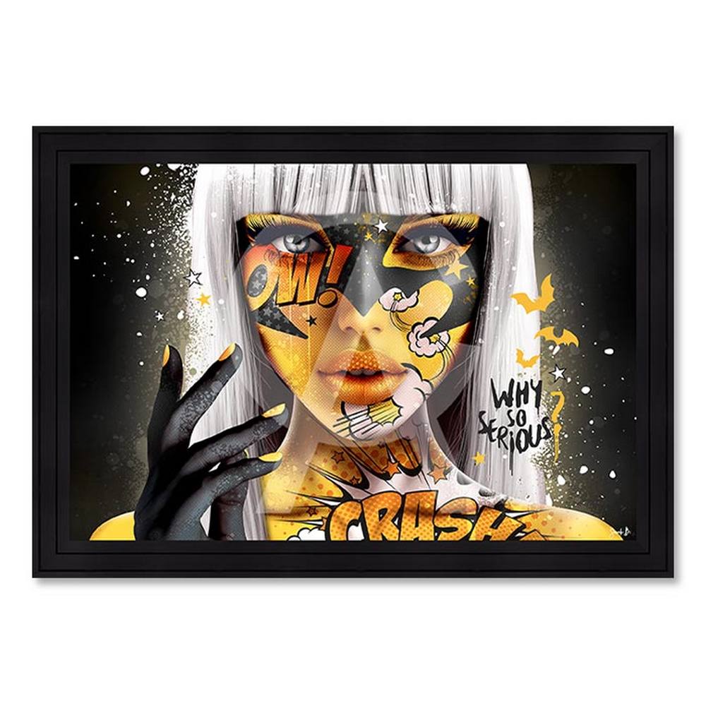 tableau_bat_yellow_sarah_b_femme_heroine_chauve_souris_decoration_chambre_fille_pop_ Tableau Bat Yellow Sarah B