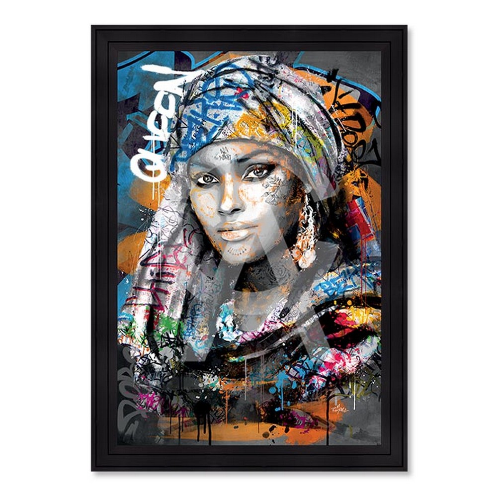 tableau_salma_romaric_femme_ethnique_coloree_turban_decoration_murale_street_art_ Tableau Salma Romaric