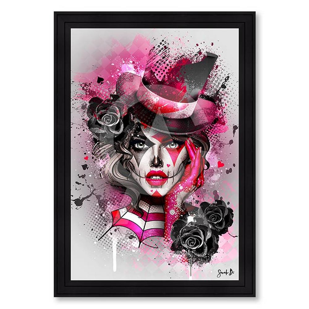 tableau_sarah_b_leandra_red_clown_fille_rose_noire_femme_chapeau_nantes Tableau Sarah B Leandra Red