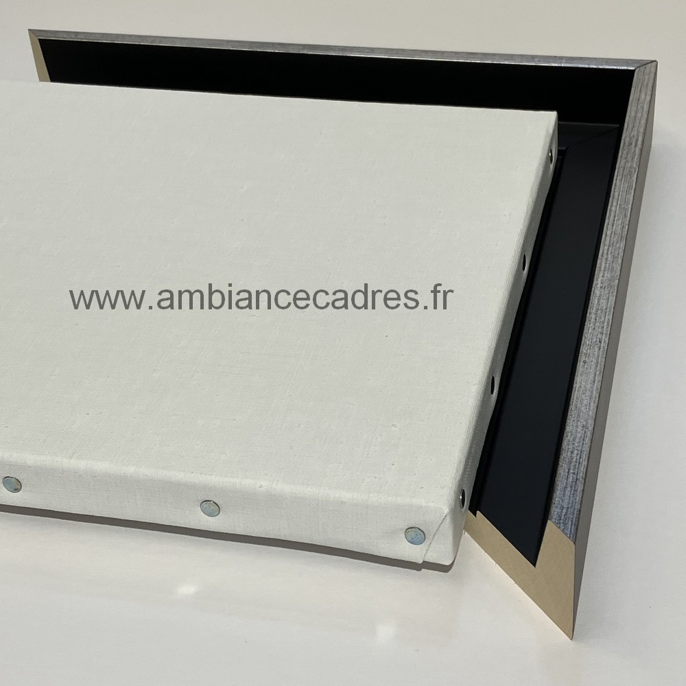 cadre_americain_noir_filet_argent_dali_toile_sur_chassis cadre américain noir argent