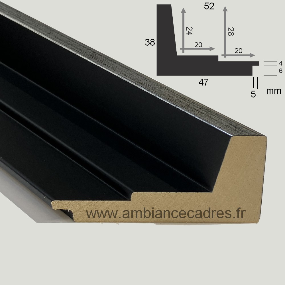 cadre_caisse_americaine_noir_argent_toile_d_art_dali_crozon cadre caisse américaine noir argent