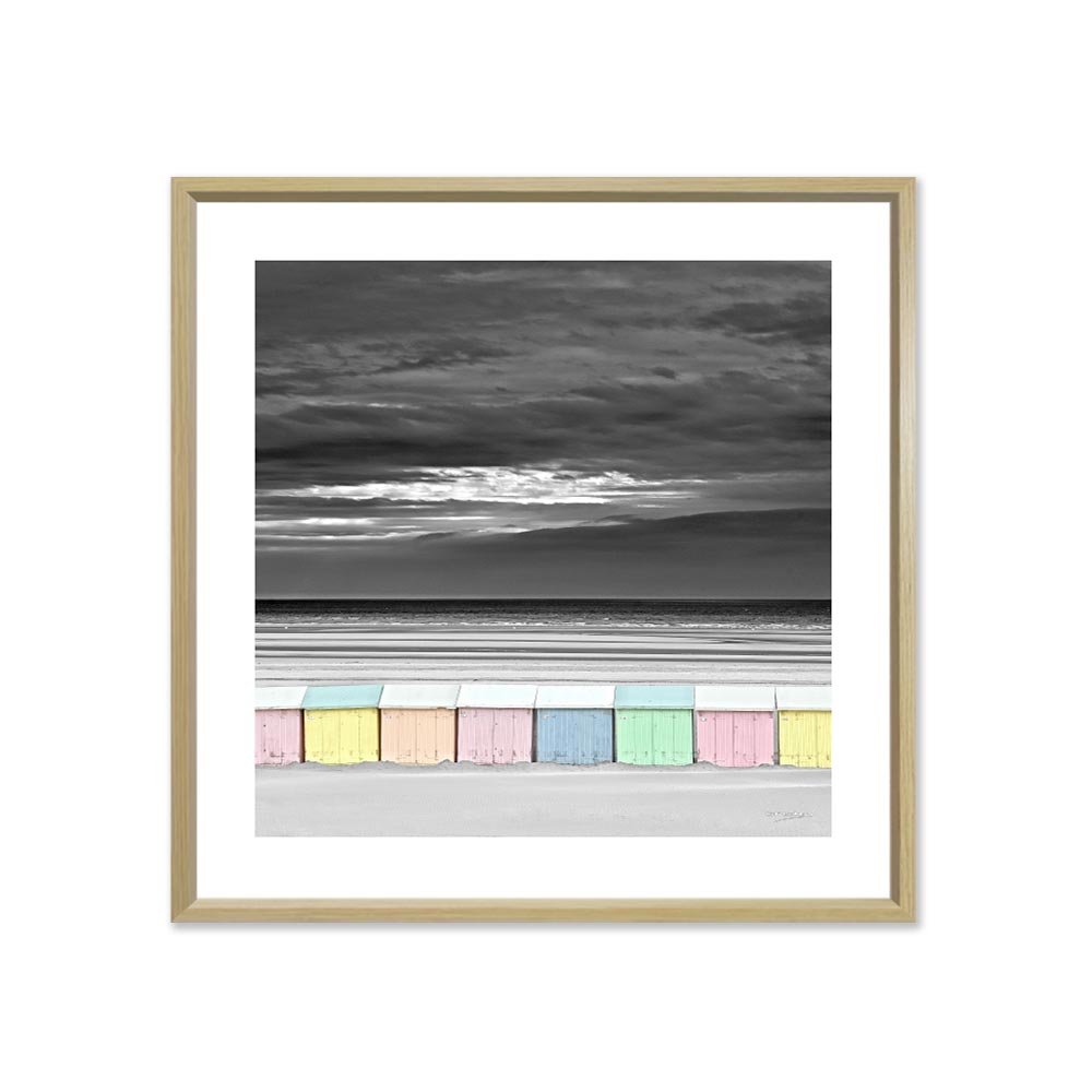 cadre_cohen_cabanes_noir_et_blanc_plage_multicolore_normandie Cadre Cohen Cabanes Noir et Blanc