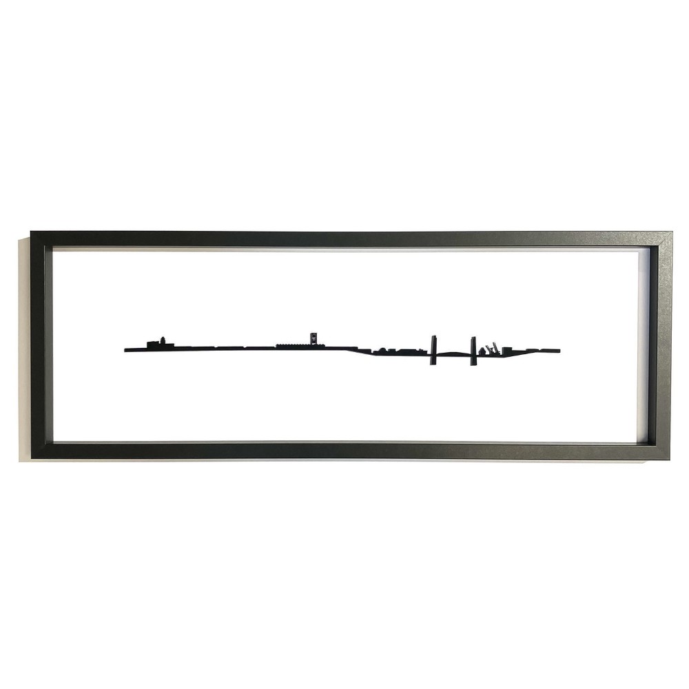 skyline_brest_metal_encadree_noir_idee_cadeau skyline Brest métal encadrée