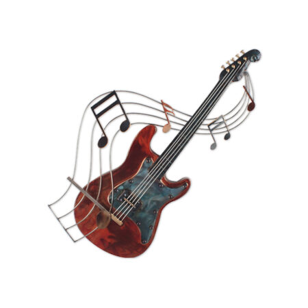 Décoration Métal Guitare Rouge