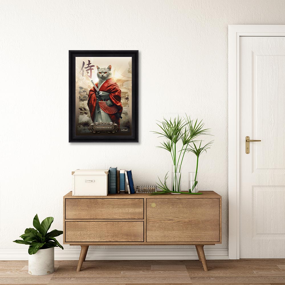décoration murale interieur japon Chat-Mouraï
