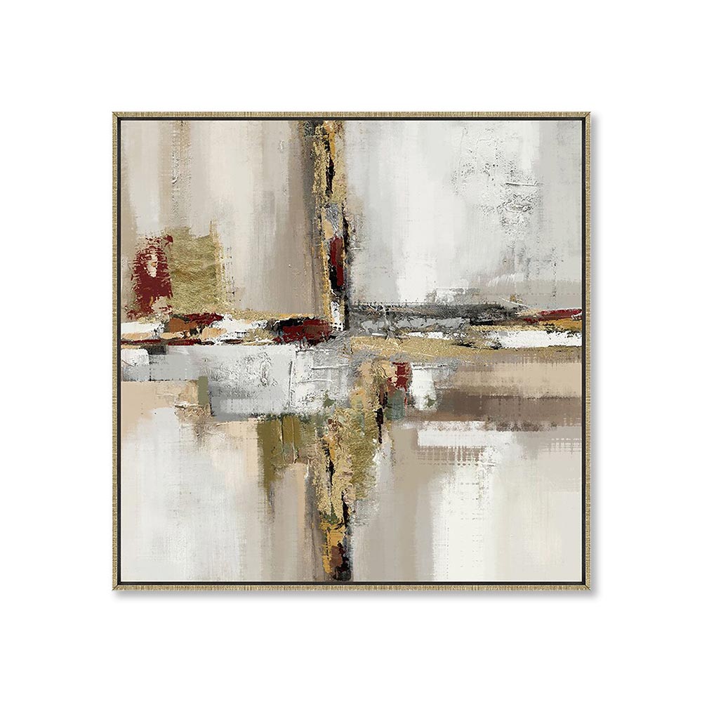 Décoration Salon Abstraite Kaki Or