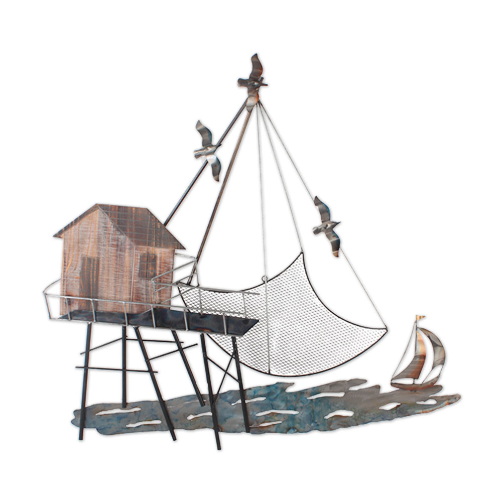 sculpture_metal_cabane_carrelet_murale_06.485 Sculpture Métal Cabane Carrelet Murale