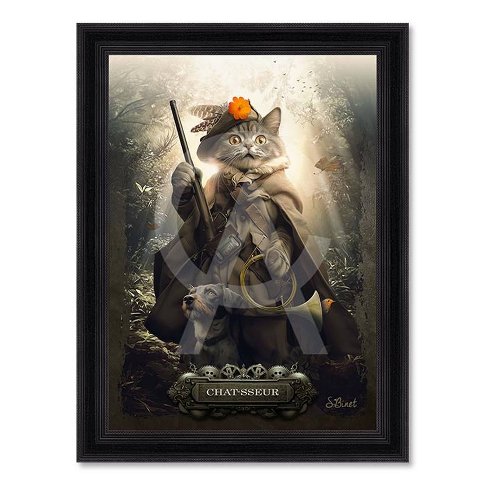 tableau_sylvain_binet_chat_sseur_foret_chien_animaux Tableau sylvain binet Chat-Sseur