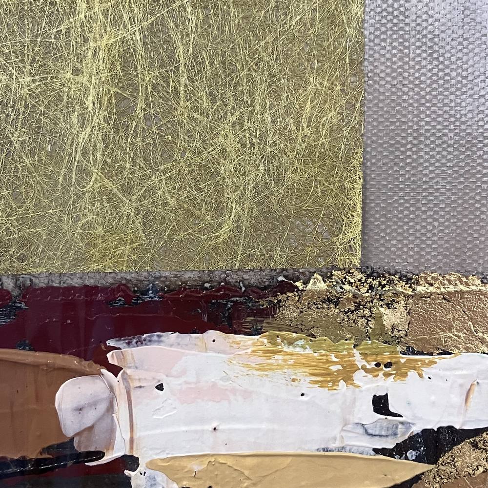 toile abstraite vert kaki or