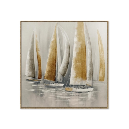 Toile Bateau Doré Gris