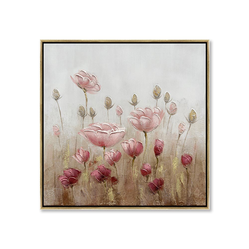 Toile Champ de Fleurs Roses