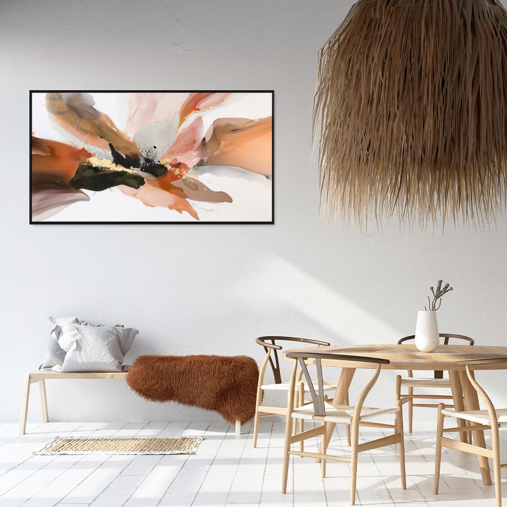 toile_decorative_abstraite_encadree_noir_ocre_or toile décorative abstraite encadrée noir ocre