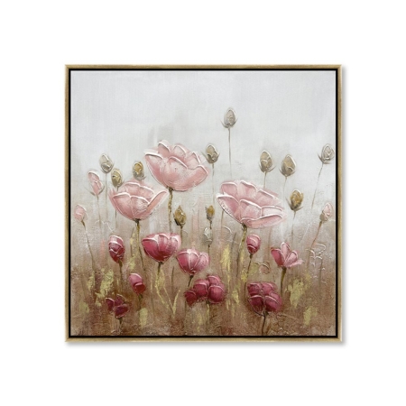 Toile Fleurs Rose Or