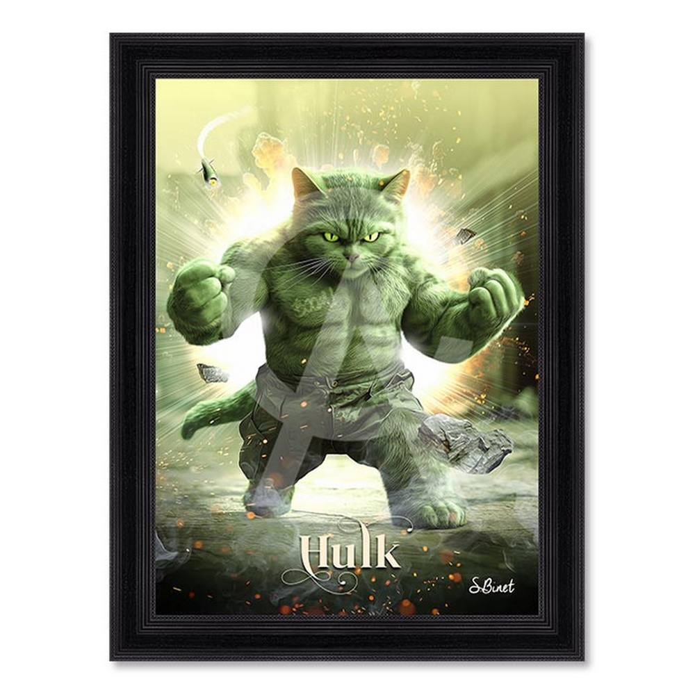 tableau_chat_hulk_sylvain_binet_bonhomme_vert_muscle tableau Chat-Hulk sylvain binet