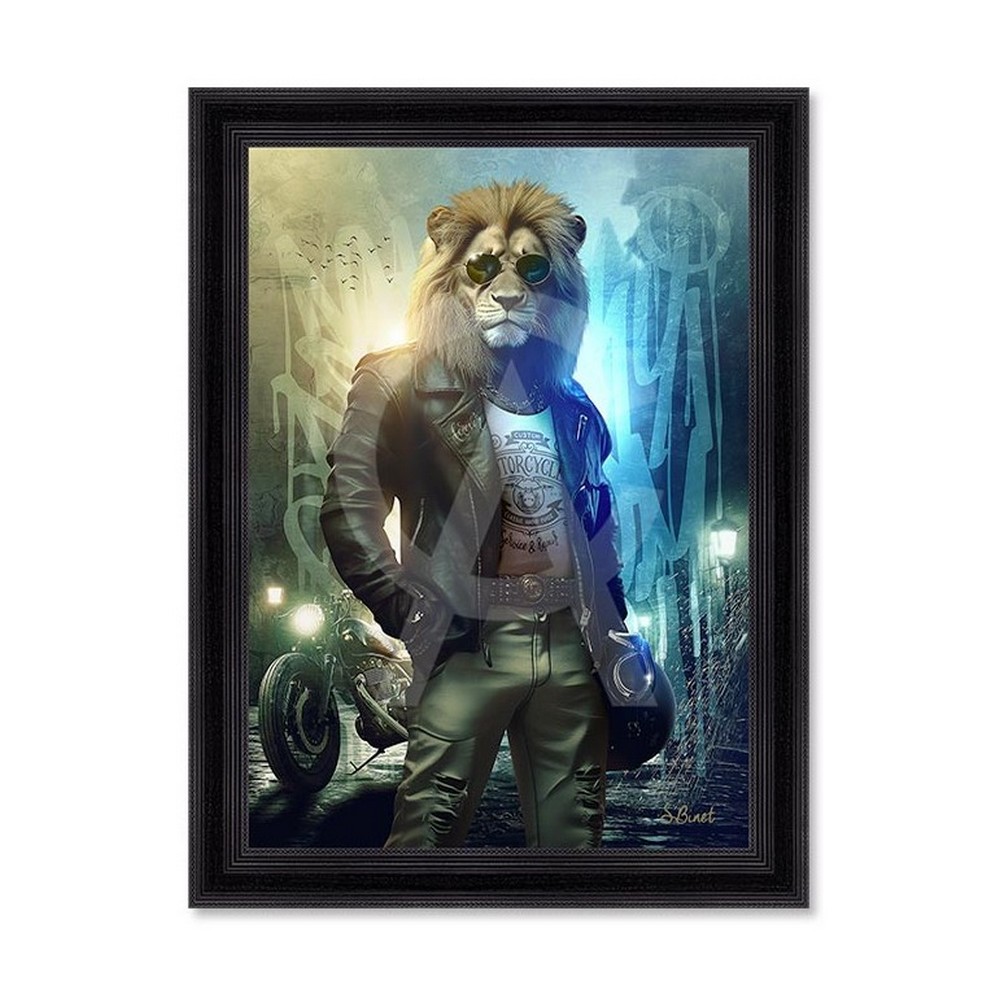 tableau_lion_harley_sylvain_binet_chartres_motard_deco tableau Lion Motard sylvain binet