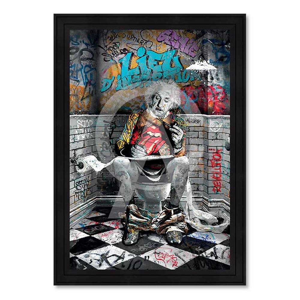 cadre_albert_einstein_wc_romaric_toilette_homme_street_art_cadeau Cadre Albert Einstein WC Romaric