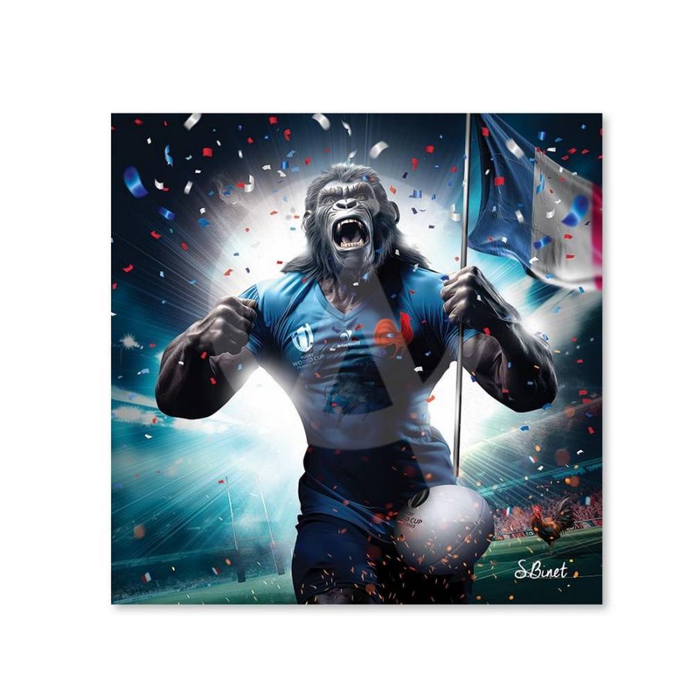 cadre_dibond_gorille_rugby_binet_sport_france_coq_stade_cadeau_pas_chere_51.4356 Cadre Dibond Gorille Rugby Binet