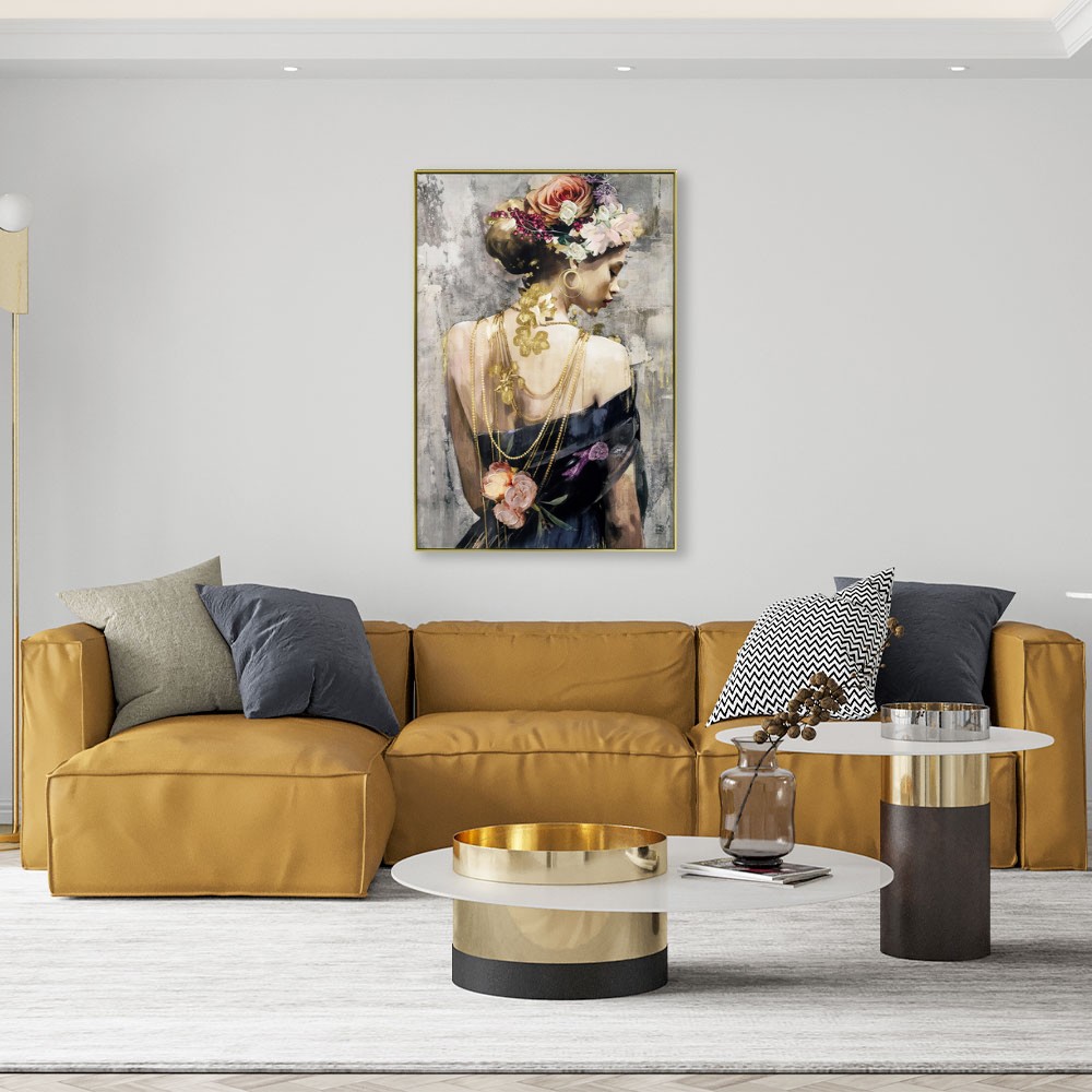 décoration toile encadrée femme dos bijoux