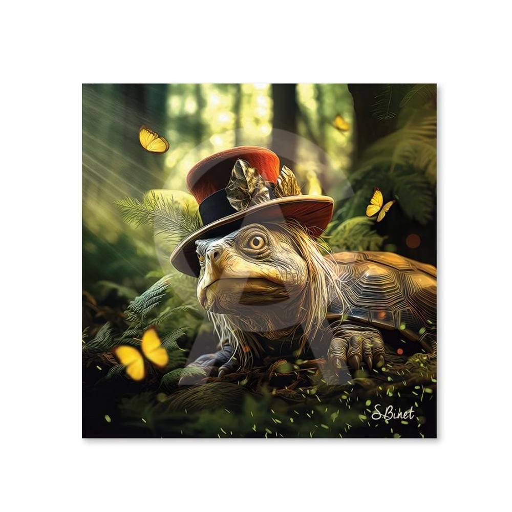 dibond_tortue_fantastique_binet_foret_animaux_papillons_chapeau_51.4258 Dibond Tortue Fantastique Binet