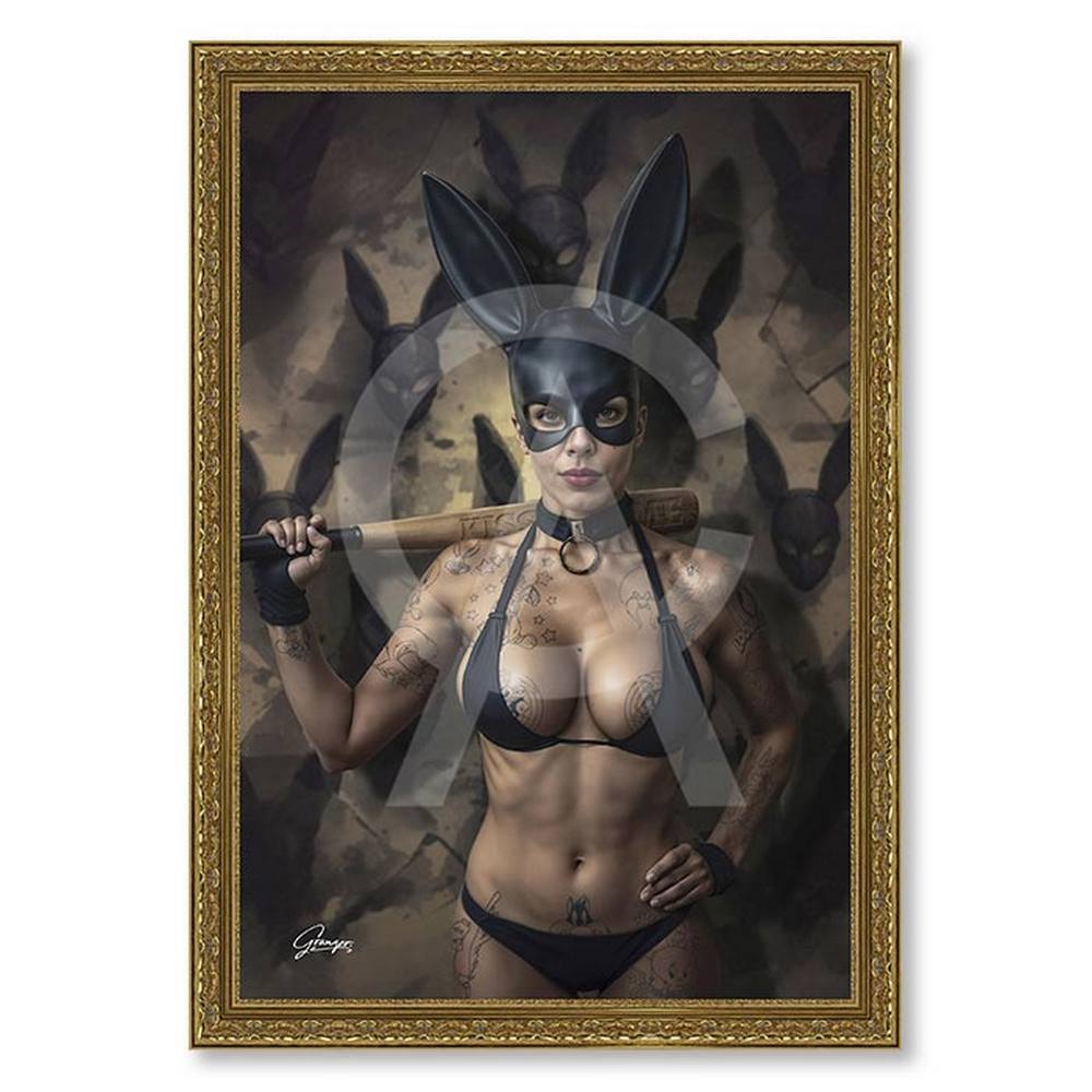 tableau_alexandre_granger_miss_rabbit_femme_lapin_tatouages_ tableau alexandre granger Miss Rabbit