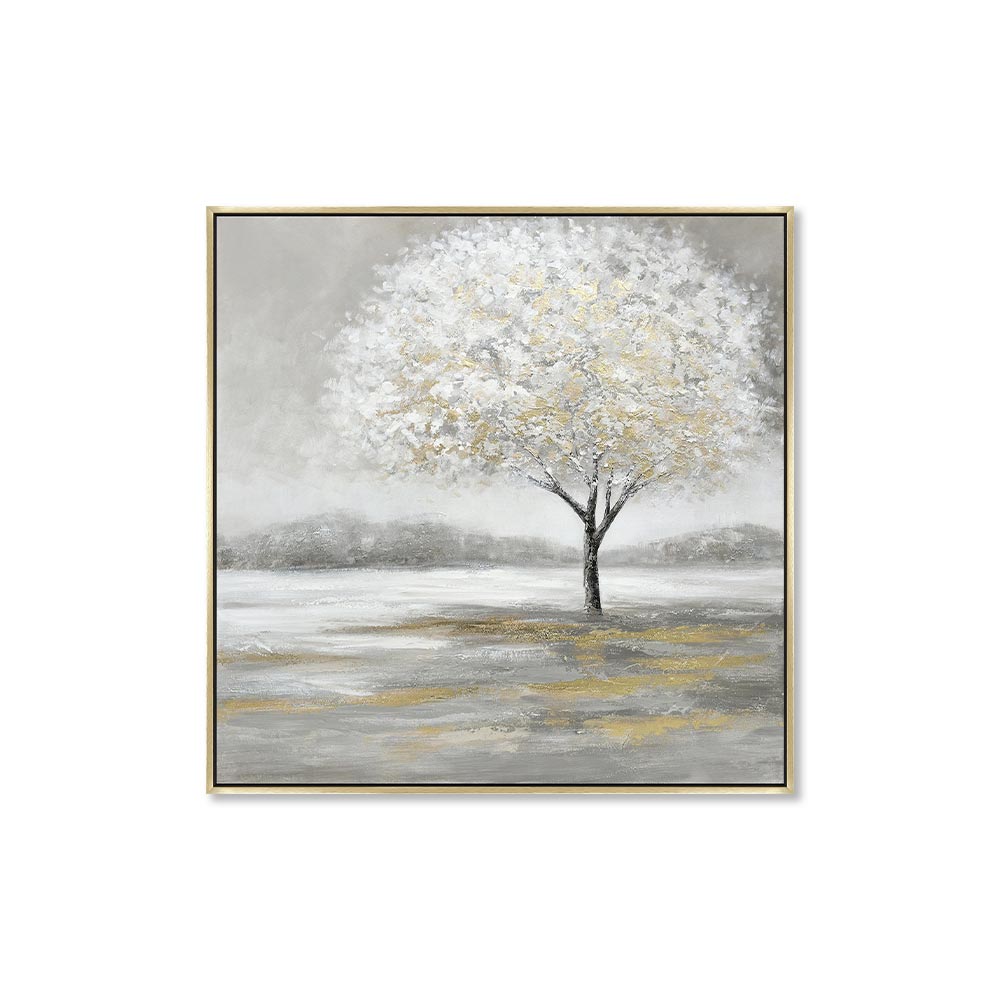 Tableau Arbre Blanc et Doré