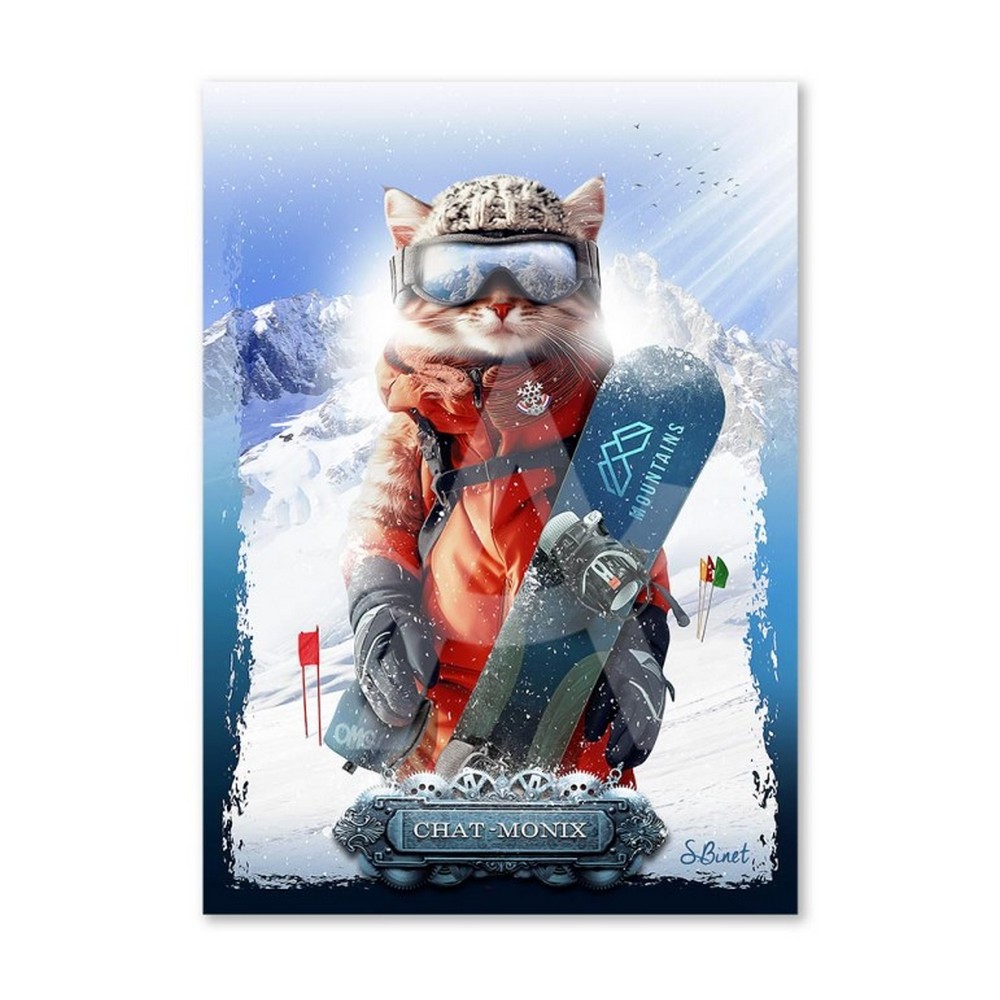 tableau_dibond_chat_monix_binet_sport_hiver_neige_51.380 Tableau Dibond Chat-Monix Binet