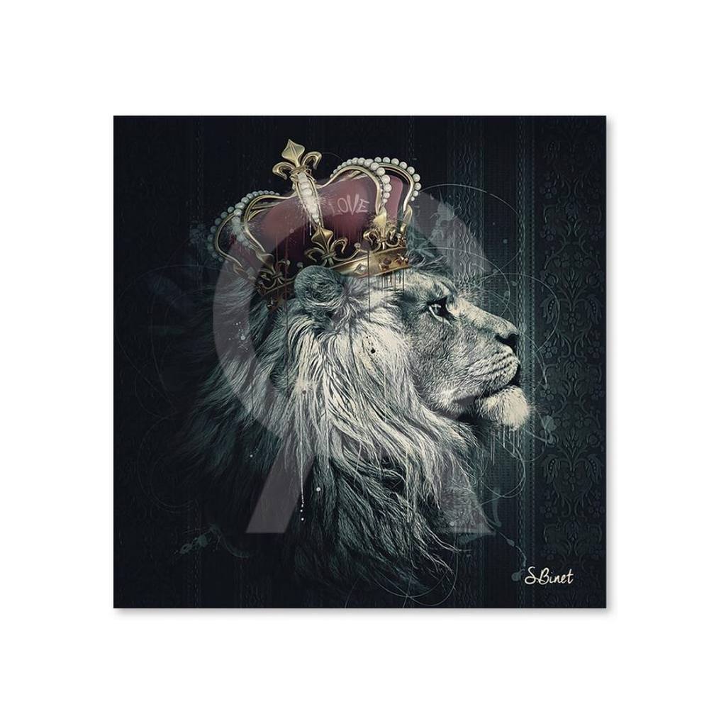 tableau_dibond_lion_couronne_binet_king_felin_roi_decoration_pas_chere_51.4333 Tableau Dibond Lion Couronne Binet