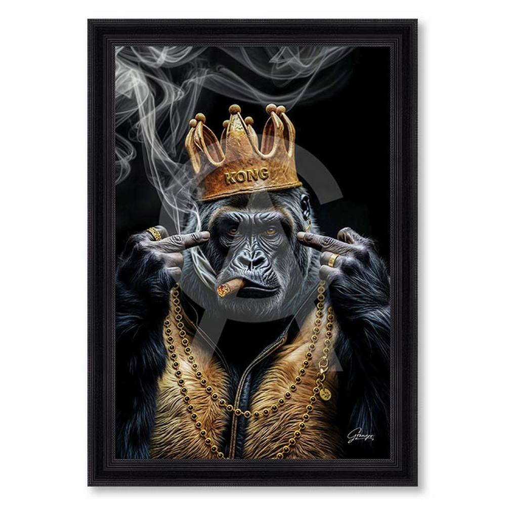 tableau_get_out_alexandre_granger_animaux_couronne_cigare_fume_collier tableau Get Out alexandre granger