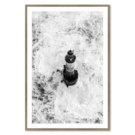 Cadre Phare en Tempête Noir Blanc