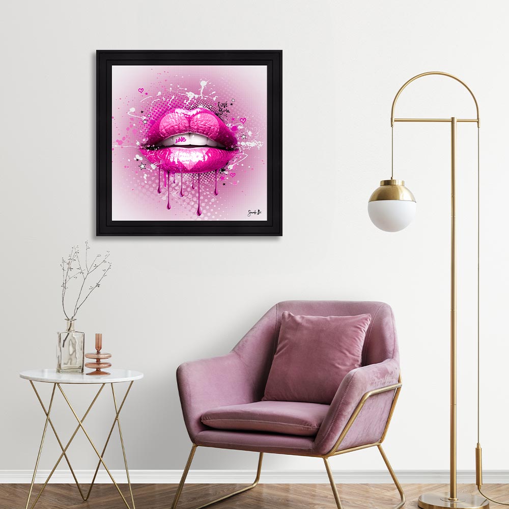 cadre_sarah_b_love_pink_objet_decoratif_rose_bouche_coeur cadre sarah b love pink