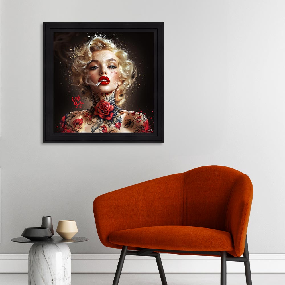 cadre_sarah_b_red_monroe_deco_chic_femme_rouge_artiste cadre sarah b Red Monroe