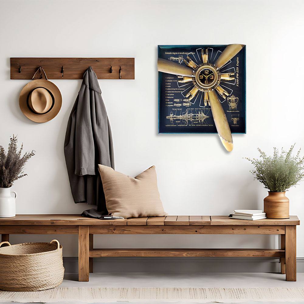 décoration originale horloge hélice or