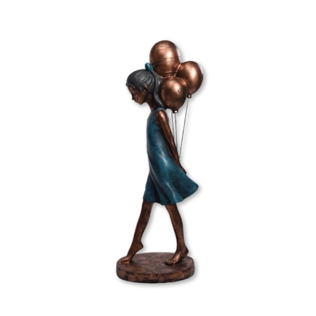 Grande Sculpture Fillette aux Ballons