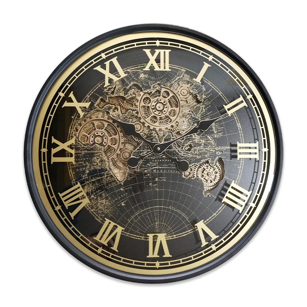 Horloge Carte du Monde Doré