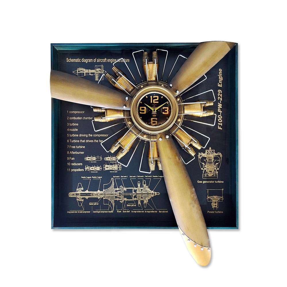 Horloge Métal Hélice Doré