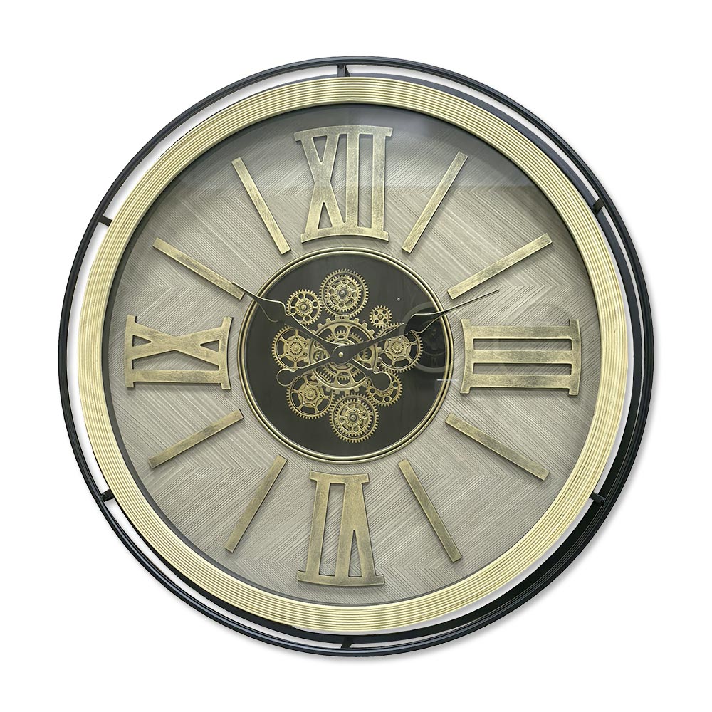 Horloge Ronde Bois Chiffres Romains