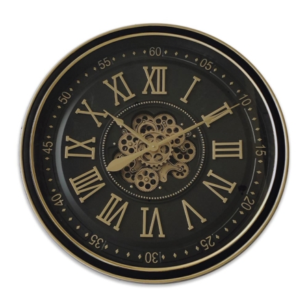 Horloge Ronde Noire et Doré