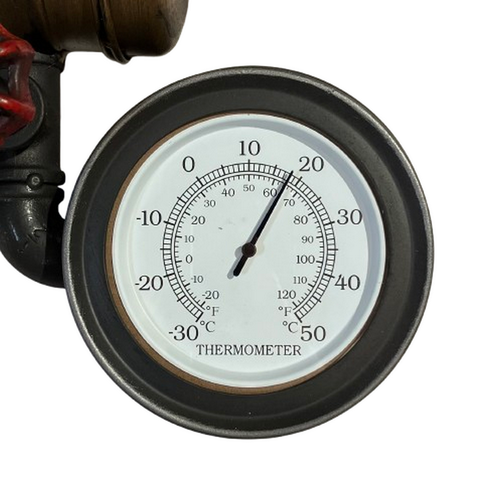 sculpture métal horloge thermometer