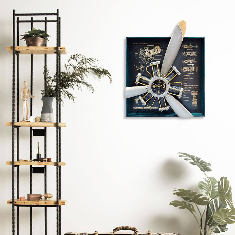 sculpture murale métal horloge hélice